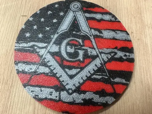 square and compass American flag car emblem