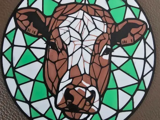Cow brown stained glass