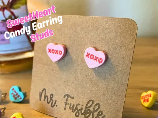 Valentines Sweetheart Candy Heart Earrings Studs