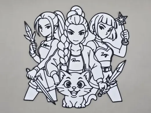 Huntrix Squad Girls Coloring Painting Panel