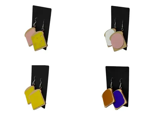 4 Sandwich Earrings (PB&J, Bologna, Cheese, Ham)