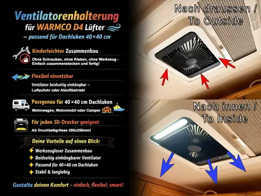 WARMCO D4 Halterung für Dachluken 40x40