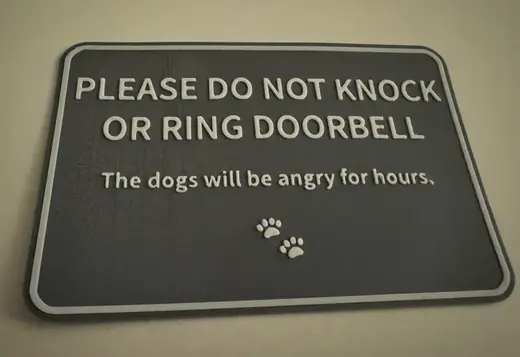 Don't Knock, Dogs Will be Angry Sign