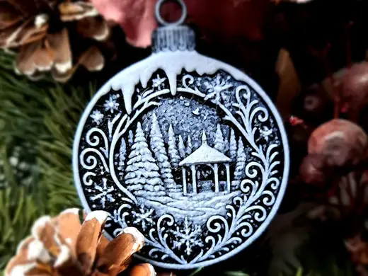 Christmas Tree Ornament Calming Scene in the Woods