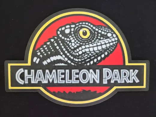 Plakette Chameleon Park – Jurassic‑Park‑inspiriert