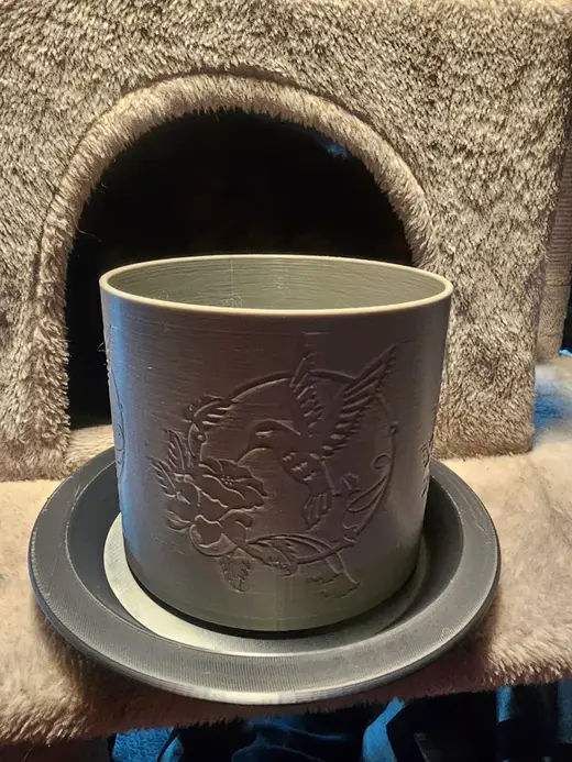 Hummingbird and Flower Self Water/Drain Flower Pot