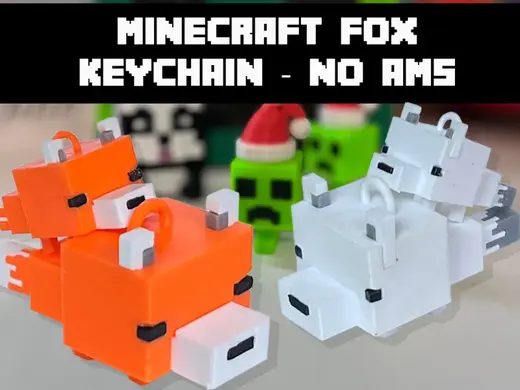 Minecraft Fox Keychain - No AMS - Easy Assembly