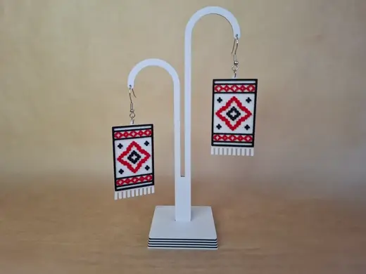 Ukrainian Towel Earrings / Pixel Rushnyk Design