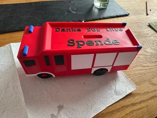 Spendenbox Feuerwehrauto Spardose Sparschwein MAN
