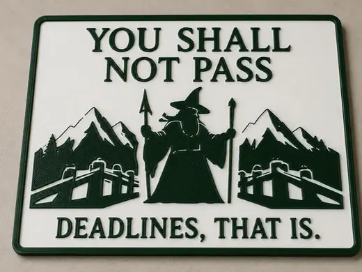 You Shall Not Pass Deadlines Sign
