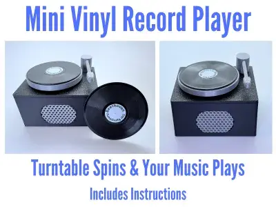 Mini Vinyl Record Player Turntable - Spins & Plays