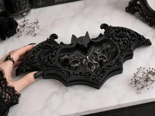 Goth Bat Baroque Jewelry Organizer Tray