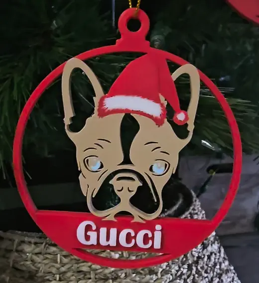 Customizable Santa Hat Dog Ornament