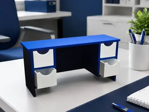 Miniature Modern Work Desk 4 Drawer Doll Decor