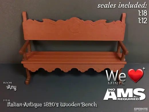 WLM - Italian 1820's Antique Wooden Bench