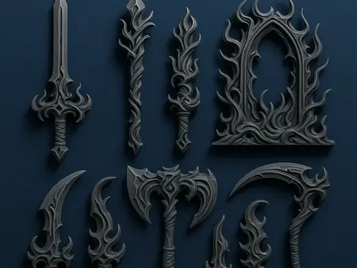Dark Flame Weapons And Portal Set Fantasy