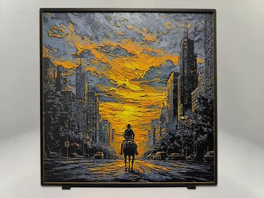 Lone Cowboy Sunset - Hueforge