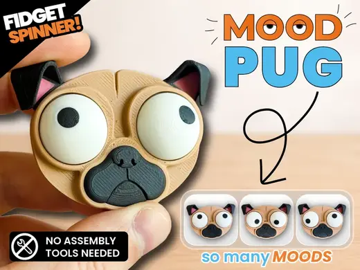 Mood Pug - Cute Rotating Fidget Toy