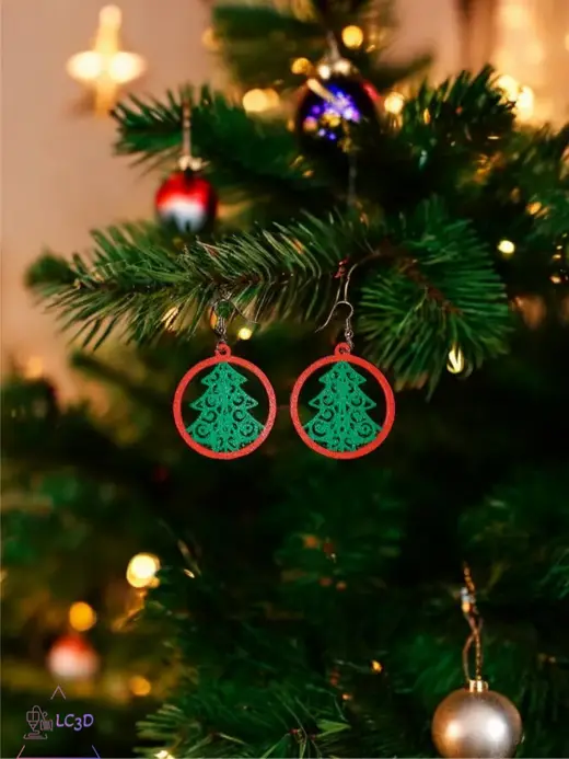 Christmas tree in a ball earrings