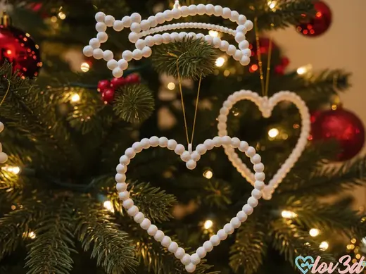 Elegant Beaded Heart & Comet Christmas Ornament