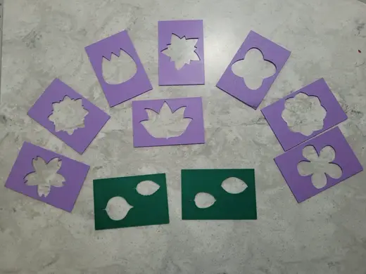 10 Flower Stencils for Kids, Cards, Art, Drawing