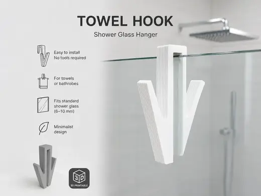 Minimalist Shower Glass Towel Hook