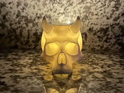 Spooky Demon Skull LED Tealight Candle Holder