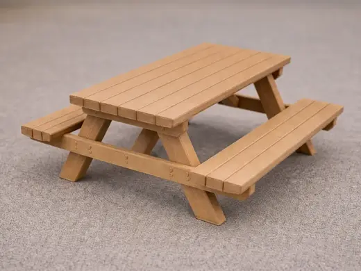 Mini Picnic Table – Realistic Wood Style