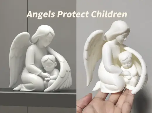 Angels Protect Children Sculptur Decoration