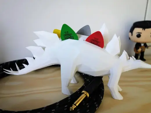 Low-Poly Stegosaur Guitar pick holder (4 Picks)
