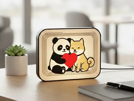 Luz amorosa Panda y Shiba inu