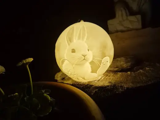 Hase mit Küken Kugel Lithophane Ostern