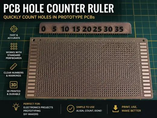 PCB Breadboard Hole Counter Ruler (2.54 mm / 0.1")