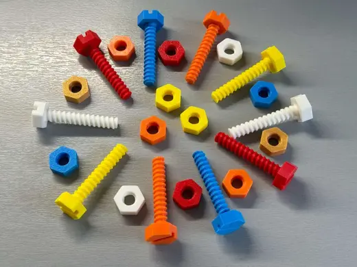 Toy screw and nut for children's workbench