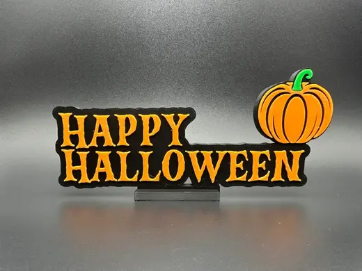 Happy Halloween Sign with Pumpkin