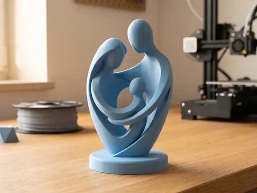 Eternal Embrace - Minimalist Family Sculpture