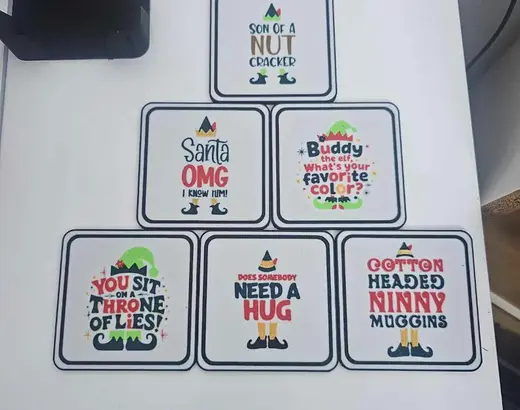 Elf coaster set of 6 individual files