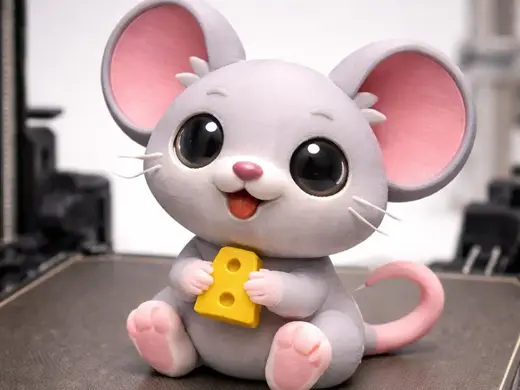 Cute Mouse with Cheese – Adorable 3D Print Decor