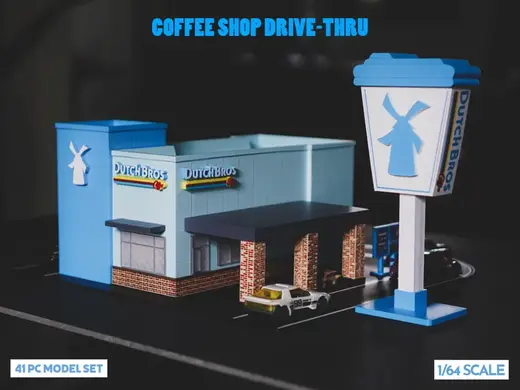 Bros Coffee Shop Model Set - 1:64 Scale Diorama