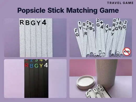 Popsicle Stick Matching Game travel compact cards