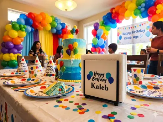 Interchangeable Napkin Holder - Birthday Balloons