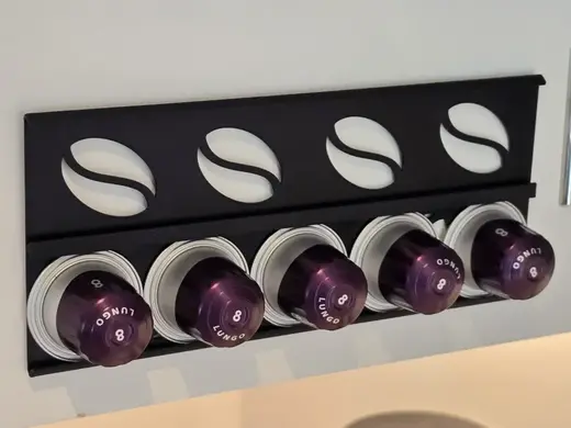 Nespresso pod holder for 10 capsules, tape mounted