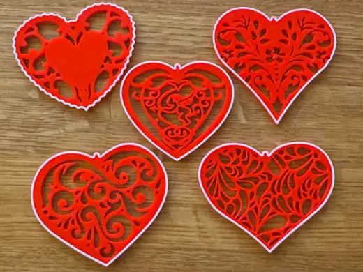 Heart Shaped ornaments set -Two color & Easy print