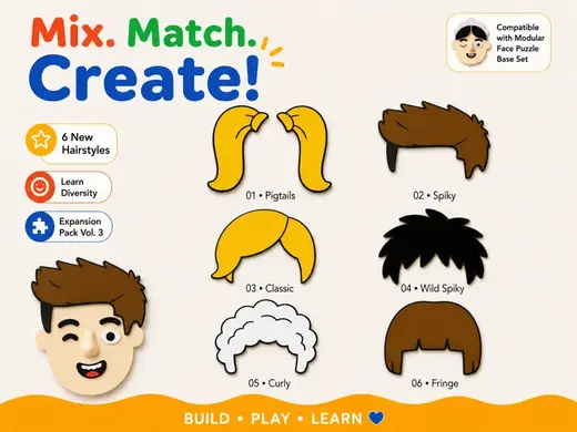 Modular Face Puzzle – Hair Expansion Pack Vol. 3