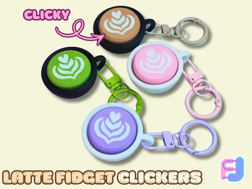 Latte Fidget Clicker Toy (Matcha, Taro, Sakura)