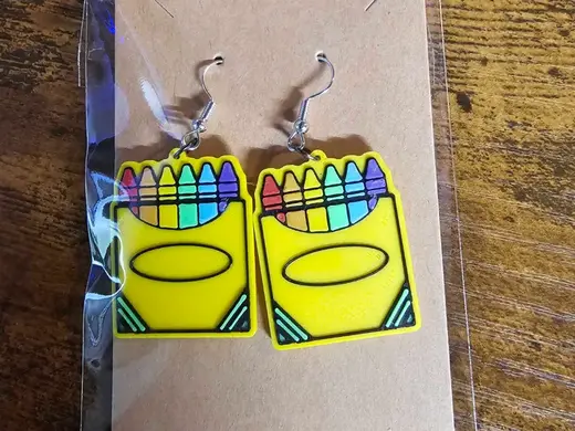 Crayon Earrings and Keychains