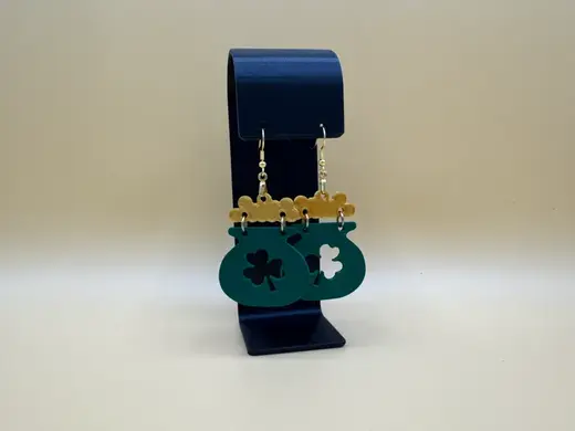 Pot of Gold Shamrock Earrings
