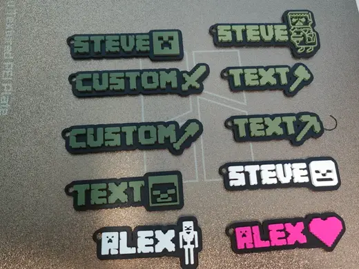 Custom Minecraft Name Keychain With Icons