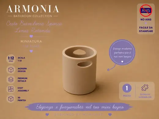 Cesto BiancheriaSporca Miniatura1:12 Linea Rotonda