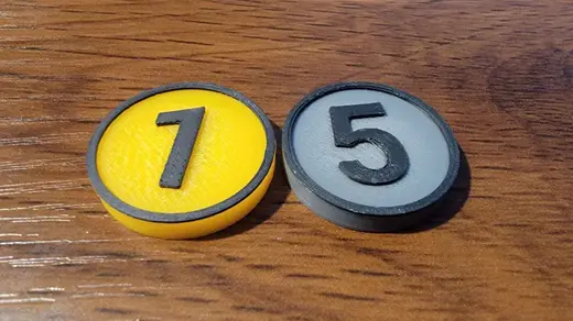 Weighted Coins for Board Games Scoring (Catan)
